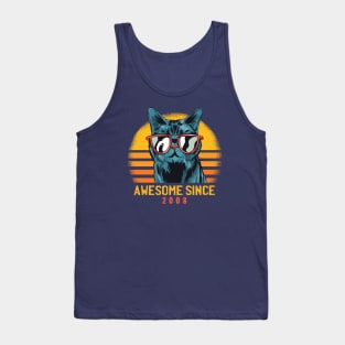 Retro Cool Cat Awesome Since 2008 // Awesome Cattitude Cat Lover Tank Top